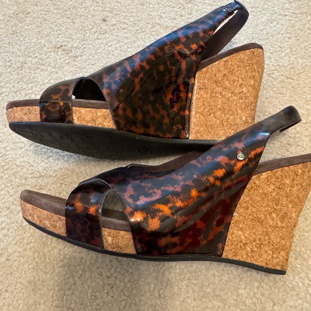 UGG Women's Wedge Sandals - Black and Brown